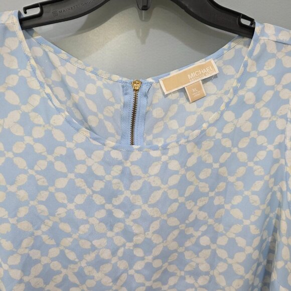 Michael Kors Blue & White Sleeveless Tank Blouse XL | Print Top - Picture 3 of 16